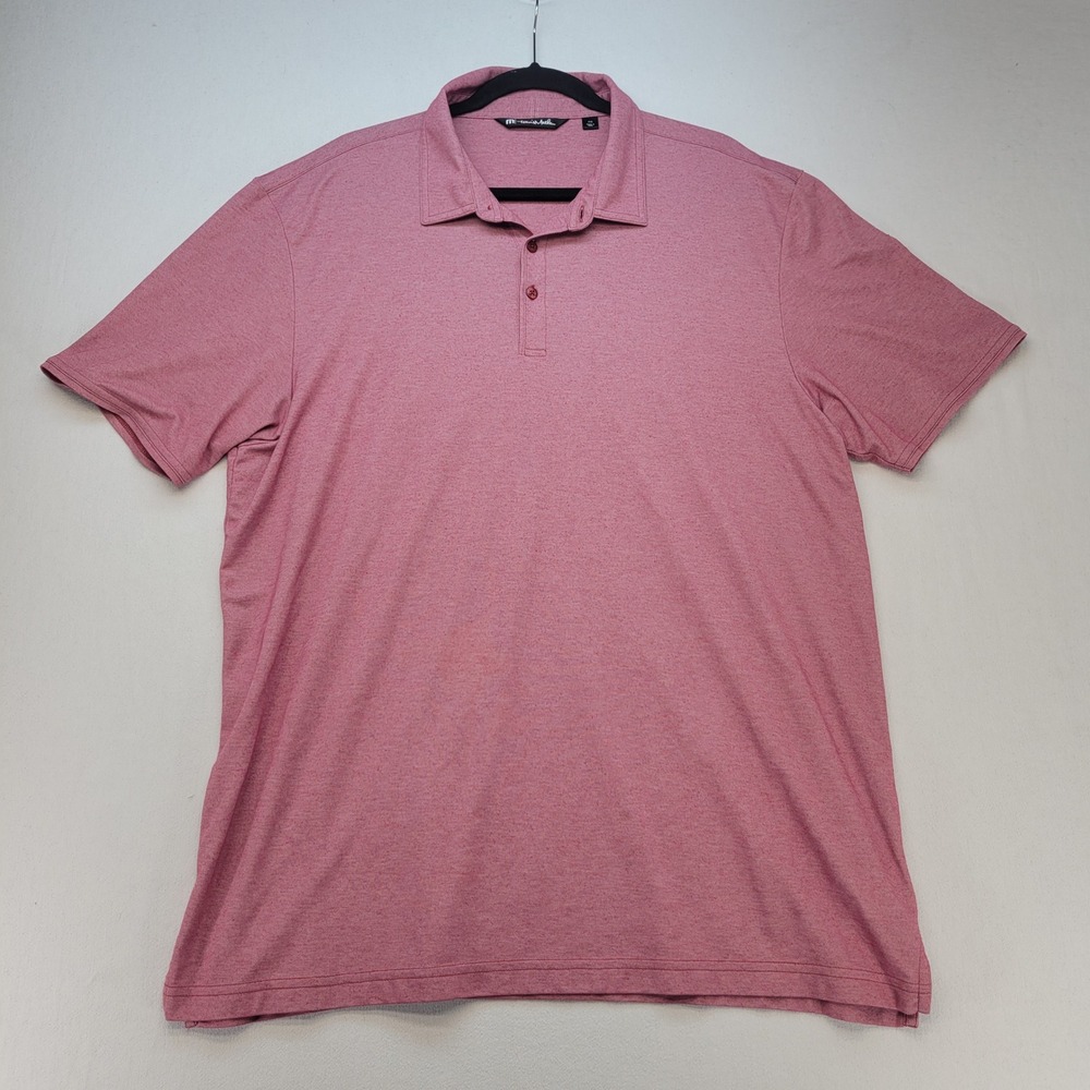 Travis‎ Mathew Polo Shirt Mens 2XL Pink Heathered Pima Cotton Blend Casual